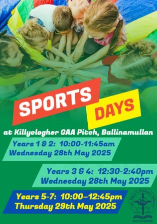 We hope to run our Sports Days on these dates. Let's hope the weather is kind to us!
